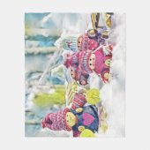 格言の雪の水色の絵を描ヴィンテージ フリースブランケット (正面)