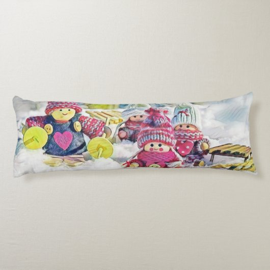 格言の雪の水色の絵を描ヴィンテージ ボディピロー (裏面)