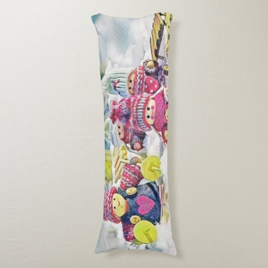 格言の雪の水色の絵を描ヴィンテージ ボディピロー (正面縦)