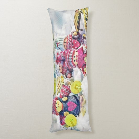 格言の雪の水色の絵を描ヴィンテージ ボディピロー (裏面 (縦))