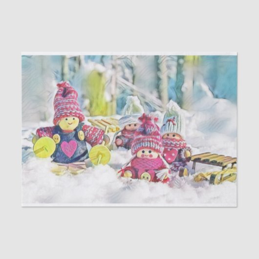 格言の雪の水色の絵を描ヴィンテージ 薄葉紙 (正面)