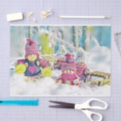 格言の雪の水色の絵を描ヴィンテージ 薄葉紙 (クラフト)