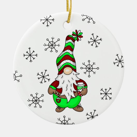 格言はコーヒーの場所 |かわいいクリスマス セラミックオーナメント (正面)