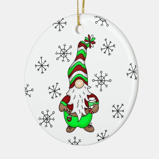 格言はコーヒーの場所 |かわいいクリスマス セラミックオーナメント (左)