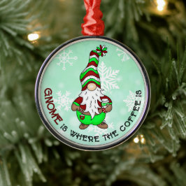 格言はコーヒーの場所 |かわいいクリスマス メタルオーナメント