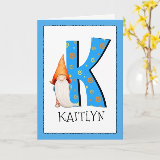 格言は手紙Kの名前および年齢の誕生日の挨拶をからかいます カード (黄色い花)