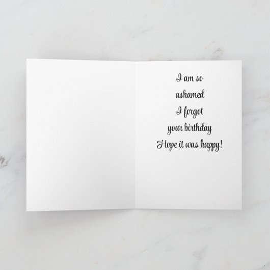 格言は遅れた誕生日の挨拶を送る！ カード (内部)