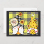 格言ひまわり選択ハッピーかわいいプレイド ポストカード (正面/裏面)