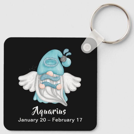 格言アクエリアスアストロロジーサインエンジェルキーチェーン キーホルダー (裏面)