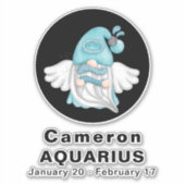 格言アクエリアス星占いサインエンジェル8"ビニル シール (正面)