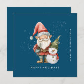 格言アンド雪だるまハッピーホリデーズビジネスフラット シーズンカード (正面/裏面)