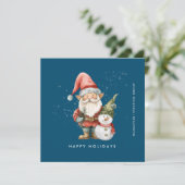 格言アンド雪だるまハッピーホリデーズビジネスフラット シーズンカード (スタンド正面)