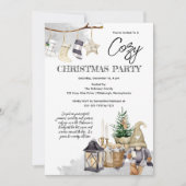 格言ウォーターカラーコージークリスマスパーティー 招待状 (正面)