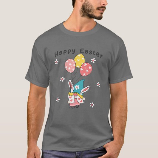 格言ウサギバニーウィズエッグハッピーイースターデー Tシャツ (正面)