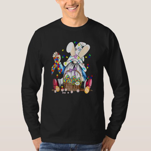 格言エッグバニーパズルリボン自閉症意識Eas Tシャツ (正面)