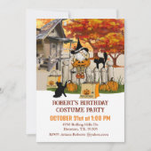 格言オンフェンス秋誕生日ハローウィンパーティ 招待状 (正面)