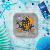 格言カップルジャックオランタンズハ幽霊のよく出るウス ペーパープレート (パーティー)