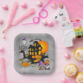 格言カップルジャックオランタンズハ幽霊のよく出るウス ペーパープレート (パーティー)