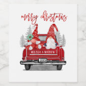 格言カップルヴィンテージレッドトラックメリークリスマス ワインラベル (シングルラベル)