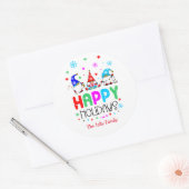 格言カラフルかわいいハッピーホリデーズクリスマス ラウンドシール (封筒)
