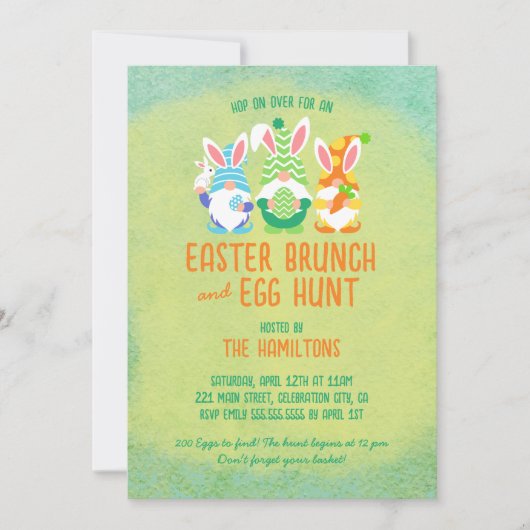 格言カラフルイースターブランチと卵狩り 招待状 (正面)