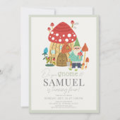 格言ガーデンマッシュルームグリーンボーイ誕生日 招待状 (正面)