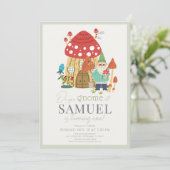 格言ガーデンマッシュルームグリーン第1誕生日 招待状 (スタンド正面)