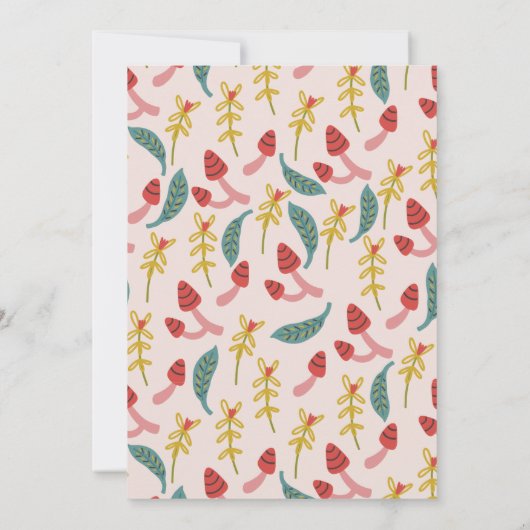 格言ガーデンマッシュルームピンクガール誕生日 招待状 (裏面)