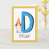 格言キッズレターDの名前と年齢の誕生日挨拶 カード (黄色い花)