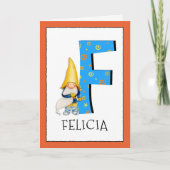 格言キッズレターF名と年齢の誕生日挨拶 カード (正面)