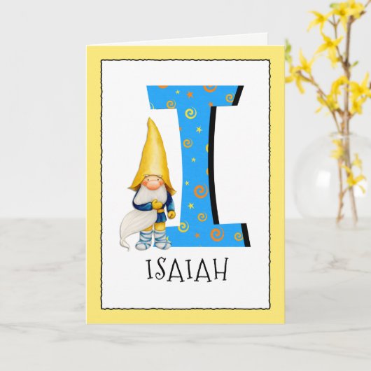 格言キッズレターI名と年齢の誕生日挨拶 カード (黄色い花)