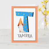 格言キッズレターT名と年齢の誕生日挨拶 カード (黄色い花)