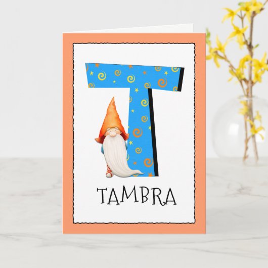 格言キッズレターT名と年齢の誕生日挨拶 カード (黄色い花)