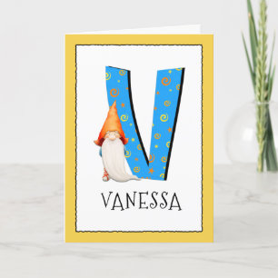 格言キッズレターVの名前と年齢の誕生日挨拶 カード