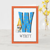 格言キッズレターW名前と年齢の誕生日挨拶 カード (黄色い花)