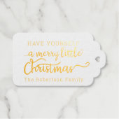 格言クリスマスウォーターカラーホリデー金ゴールドスター ギフトタグ (正面 (横))