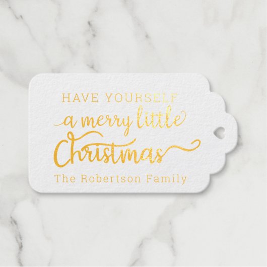 格言クリスマスウォーターカラーレッドホリデー金ゴールドスター ギフトタグ (正面 (横))