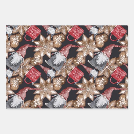 格言クリスマスクッキーフェスティバル水の色パターン ラッピングペーパーシート (正面2)