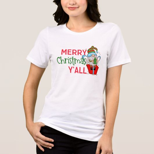 格言クリスマスシャメリーツ – 'Y'all'ホリデーティー トライブレンドＴシャツ (正面)