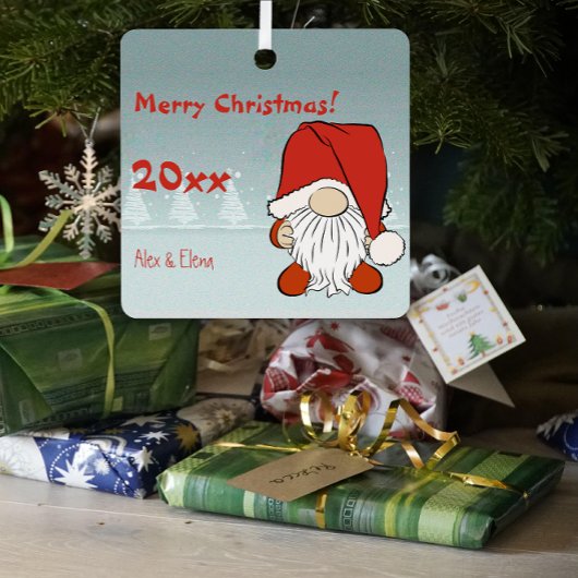 格言クリスマススノーフォトメタルスクエアオーナメント メタルオーナメント