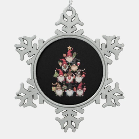 格言クリスマスツリーおもしろいクリスマス休日 スノーフレークピューターオーナメント (正面)