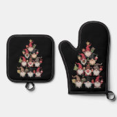 格言クリスマスツリーおもしろいクリスマス休日 鍋つかみ&鍋敷きセット (正面)