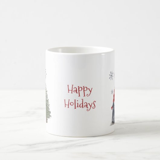 格言クリスマスツリースターズハッピーホリデー コーヒーマグカップ (中央)