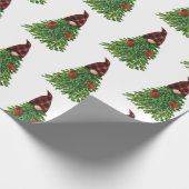 格言クリスマスツリーバッファローチェックかわいい休日 ラッピングペーパー (角)