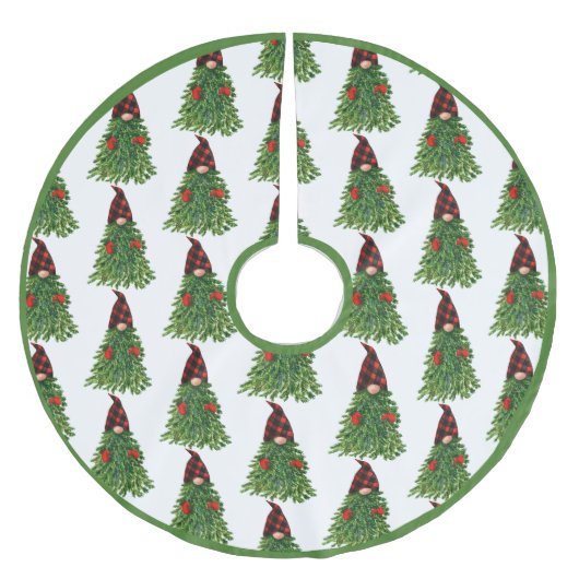 格言クリスマスツリーバッファローチェックキュートホリデー ブラッシュドポリエステルツリースカート (正面)