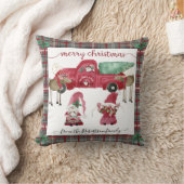 格言クリスマスツリーファームレッドトラックグレープレイド クッション (ブランケット)