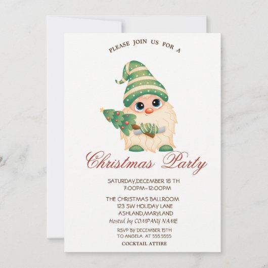 格言クリスマスツリーレッドカンパニークリスマスパーティー 招待状 (正面)