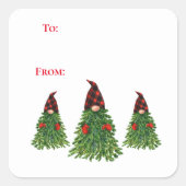 格言クリスマスツリー水牛チェックの行と行 スクエアシール (正面)
