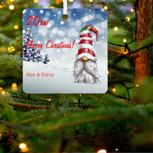 格言クリスマスツリー雪メタルスクエアオーナメント メタルオーナメント