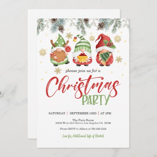格言クリスマスパーティの招待状縁ど-  招待状 (正面/裏面)